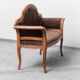 Vintage bench in brown velvet and carved wood, 1950s modernism