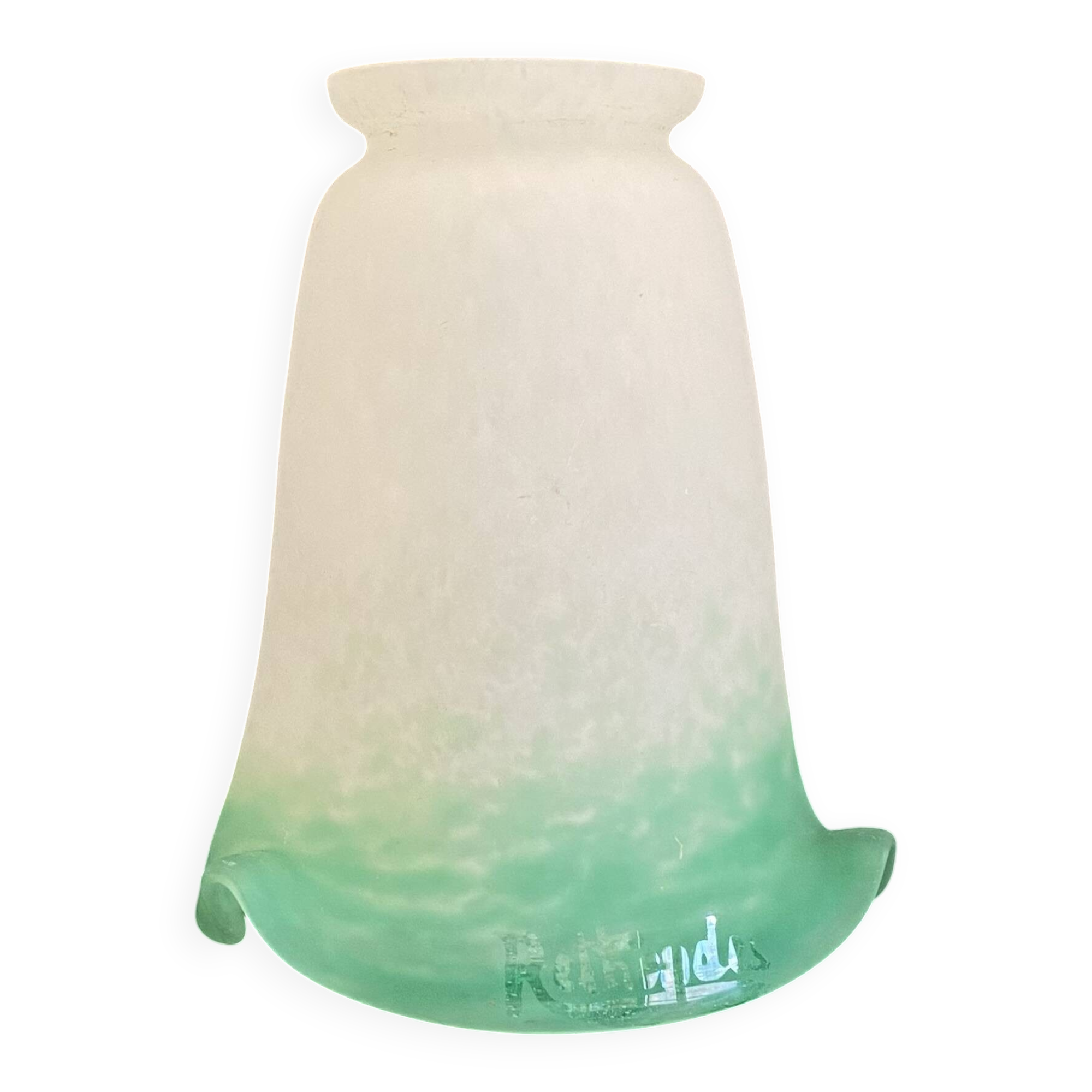 Green glass paste tulip signed Rethondes