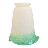 Green glass paste tulip signed Rethondes