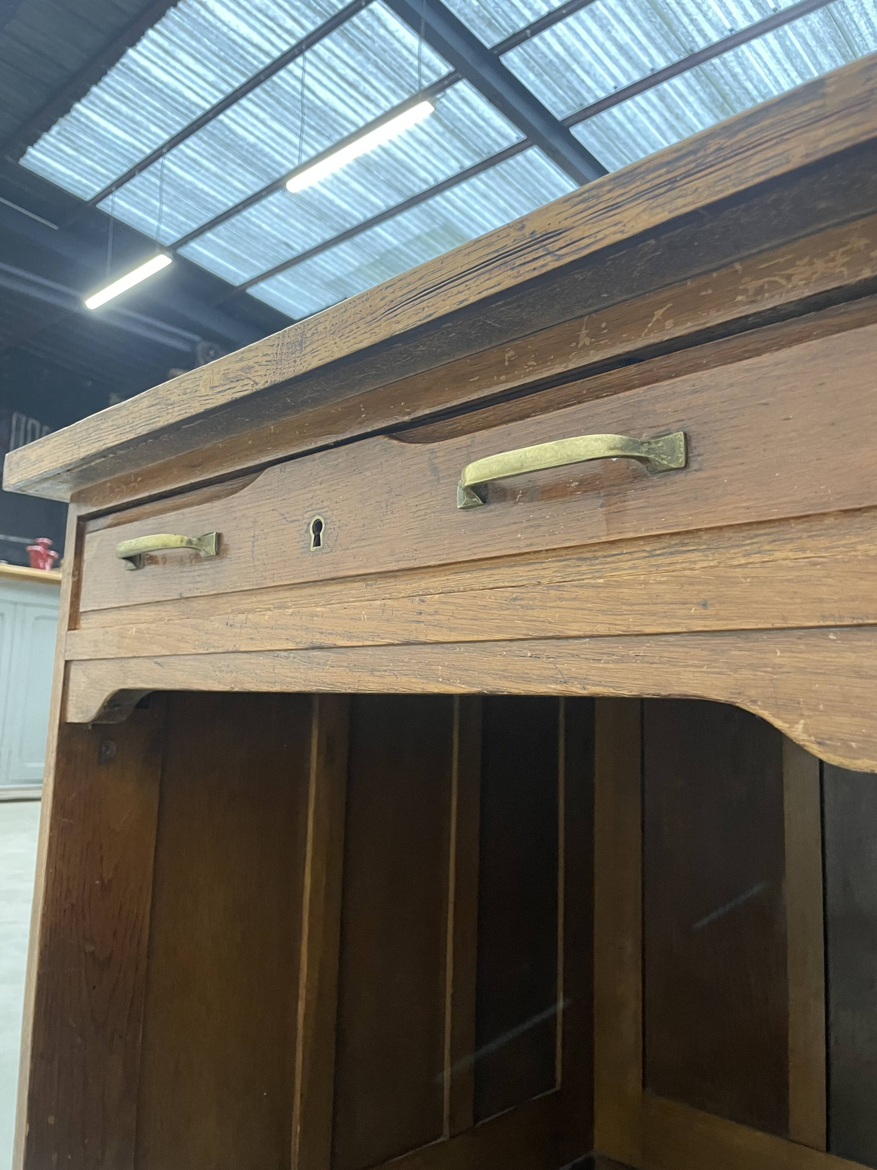 Oak and veneer counter or desk
