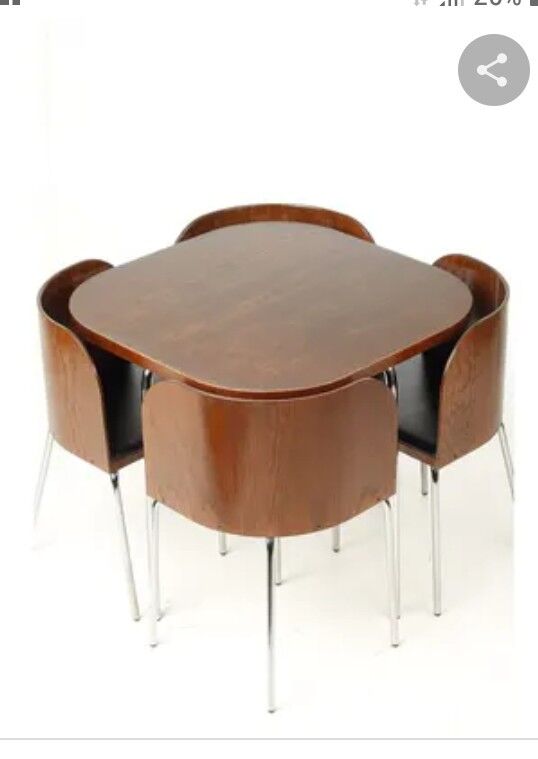 Compact dining area "fusion" table & 4 chairs