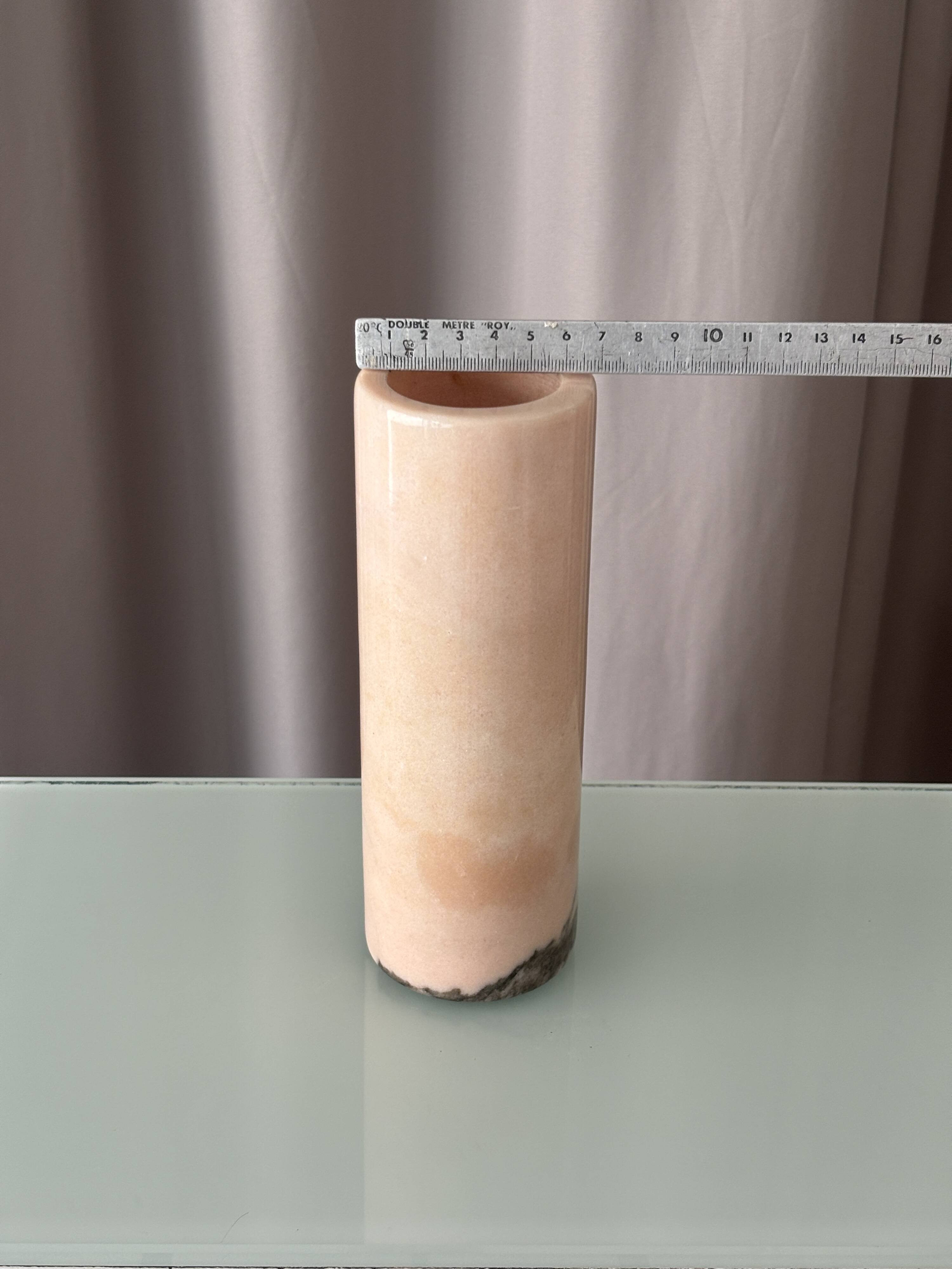 Vintage Pink Marble Cylinder Vase