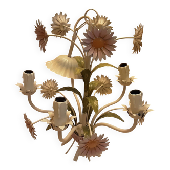 Metal chandelier with flowers decor 1990 - 2000