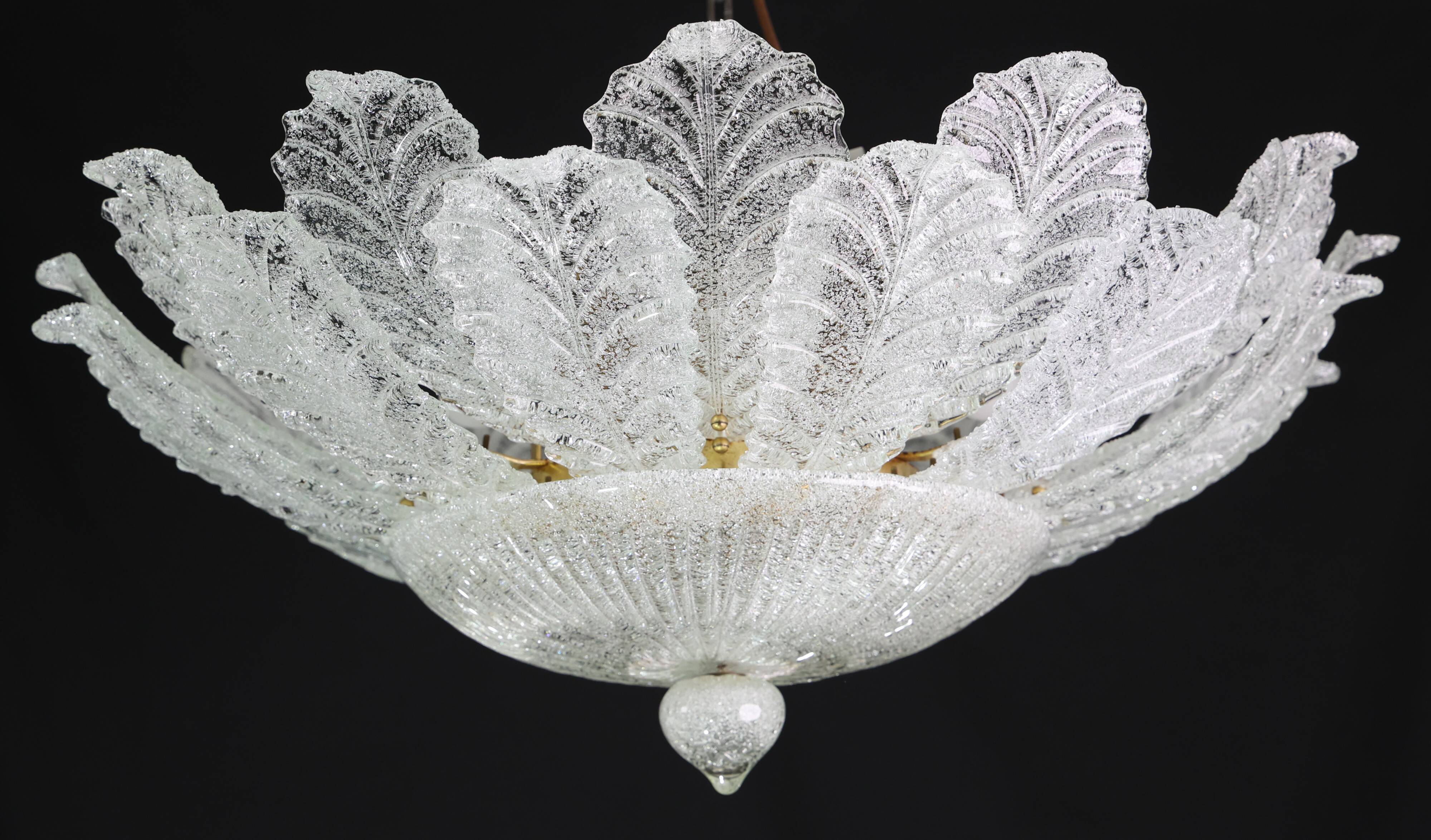 Turin, Large Size Italian Murano Glass Ceiling Light or Flush Mount, 1970s