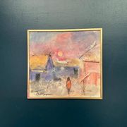 Original Swedish Oil on Panel – “Figure in Landscape” by Poul K. Jörgensen