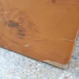 Low table in elm and brass magnifying glass