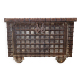 Antique coffre de mariage bois et fer, Inde, XIXème