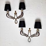 Genet and Michon pair of art deco wall sconces, bronze