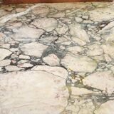 Pedestal table, old bedside table, Louis XV style, in wood and marble