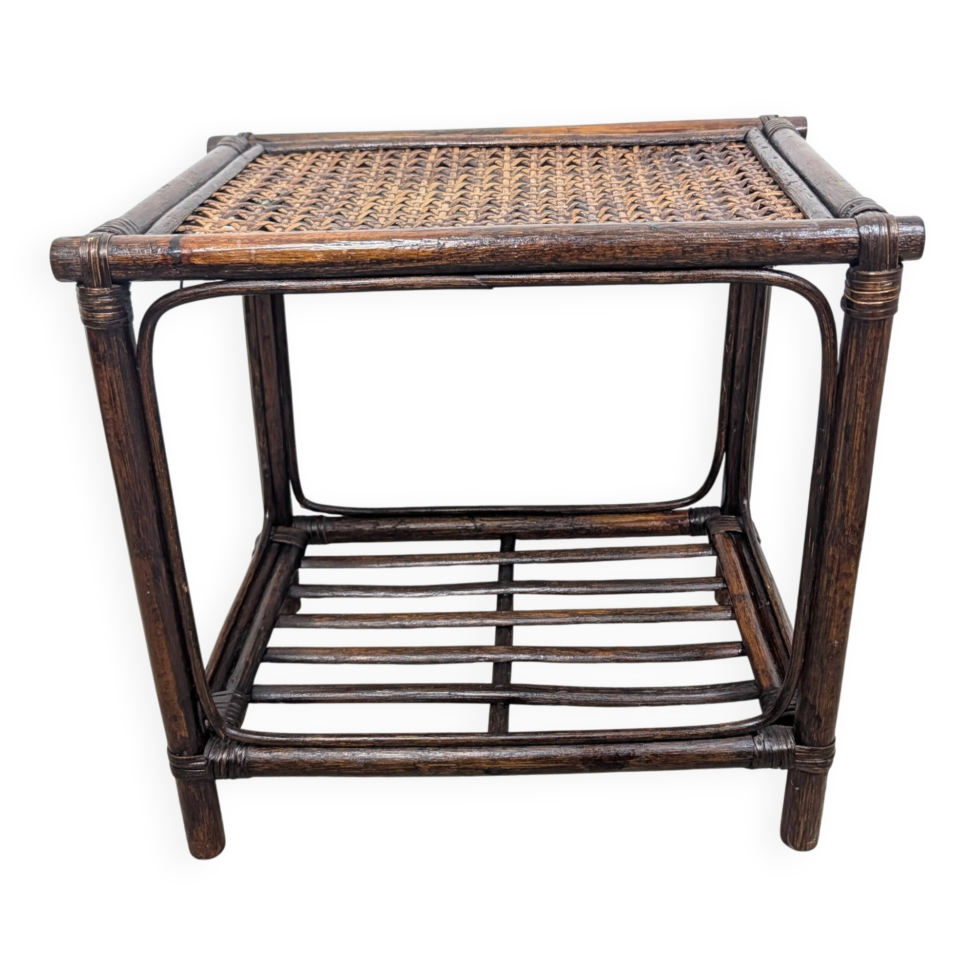 Side table in rattan and caning