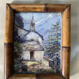 Watercolour "mountain chapel" in an old frame