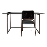 Bureau en métal et verre fumé, années 70
