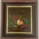 Oil panel monogram eg to identify still life fruits glass wine