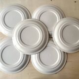 Set of 6 vintage GIEN France fish plates, flat plates with fishing decor