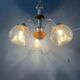 Vintage clear glass Murano chandelier with chrome frame