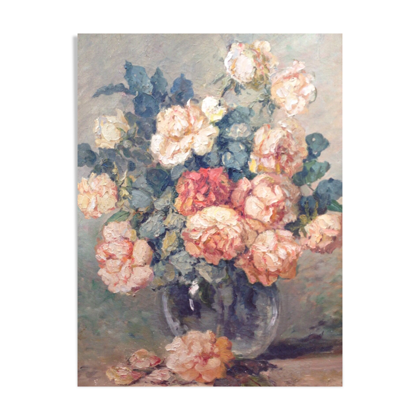 Tableau Elisa Georget 1914 hst bouquet de fleurs XIXéme XXéme