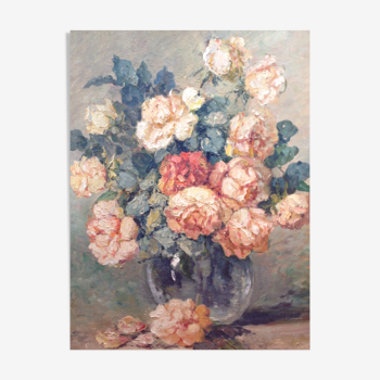 Tableau Elisa Georget 1914 hst bouquet de fleurs XIXéme XXéme