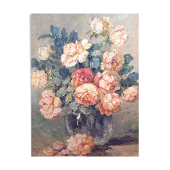 Tableau Elisa Georget 1914 hst bouquet de fleurs XIXéme XXéme
