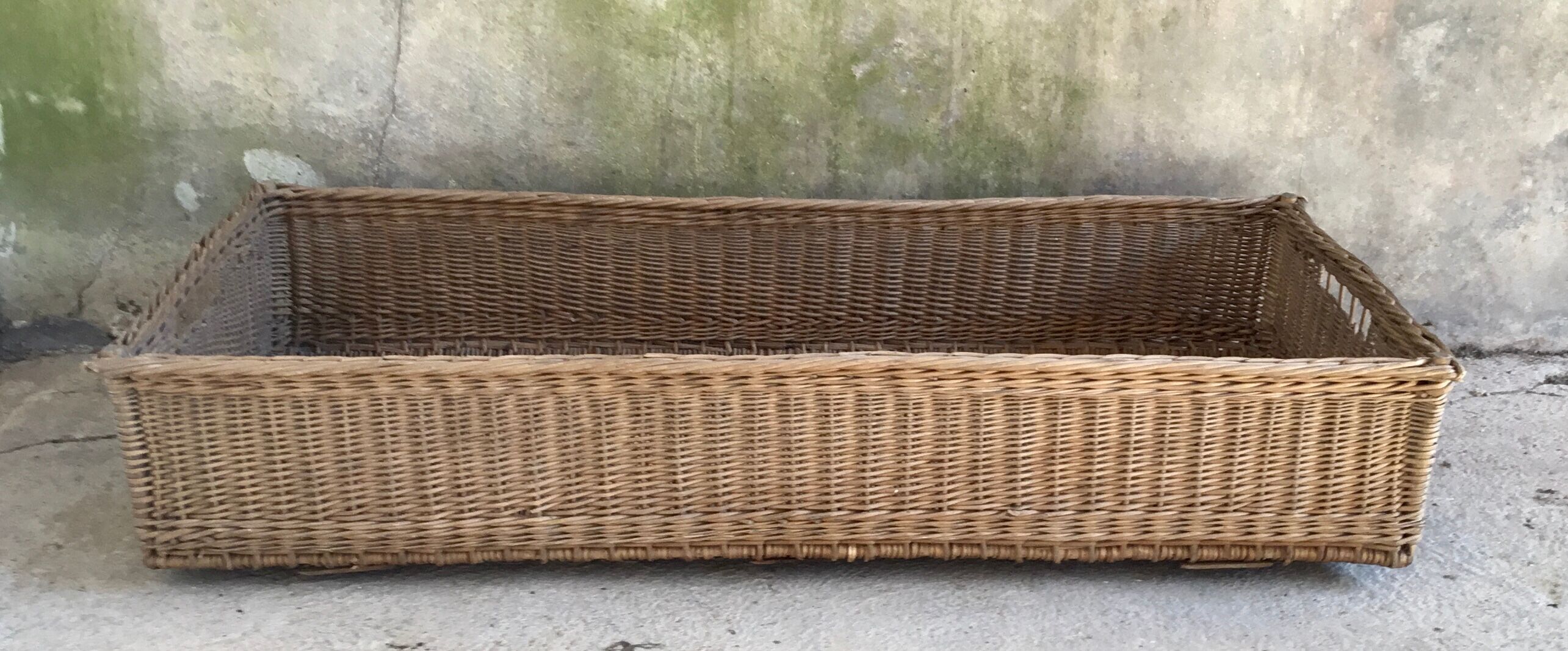Large wicker basket or rectangular box - vintage 1960s