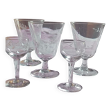 3 tulip shaped wine glasses + 2 shot glasses