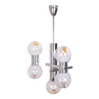 Lustre Mazzega de Murano / Suspension en verre Space Age, années 1970, Italie