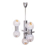 Mazzega Murano Chandelier / Space Age Glass Pendant Light 1970s Italy