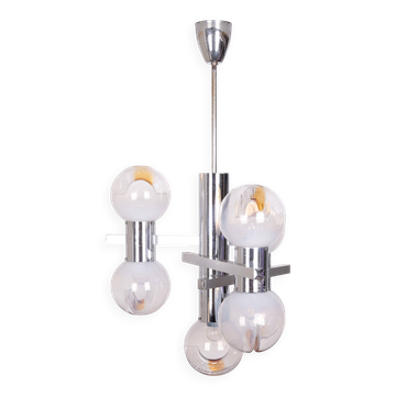 Lustre Mazzega de Murano / Suspension en verre Space Age, années 1970, Italie