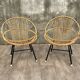 Pair of rattan and metal shell chairs, 1960