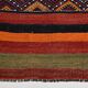 Navy Blue Orange Square Antique Kilim Rug, 128x128Cm