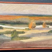 Original Mid Century Swedish Oil On Canvas – “Landscape” By Bengt Gustafsson 1952– Vintage & Framed