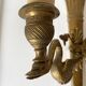 Pair of double brass wall sconces in the Louis XVI style, decorated with swans