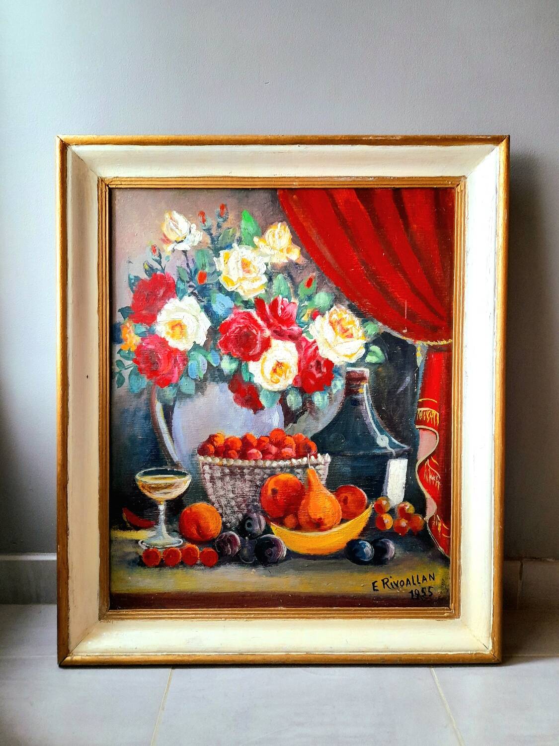 Nature morte, huile sur panneau 1955.