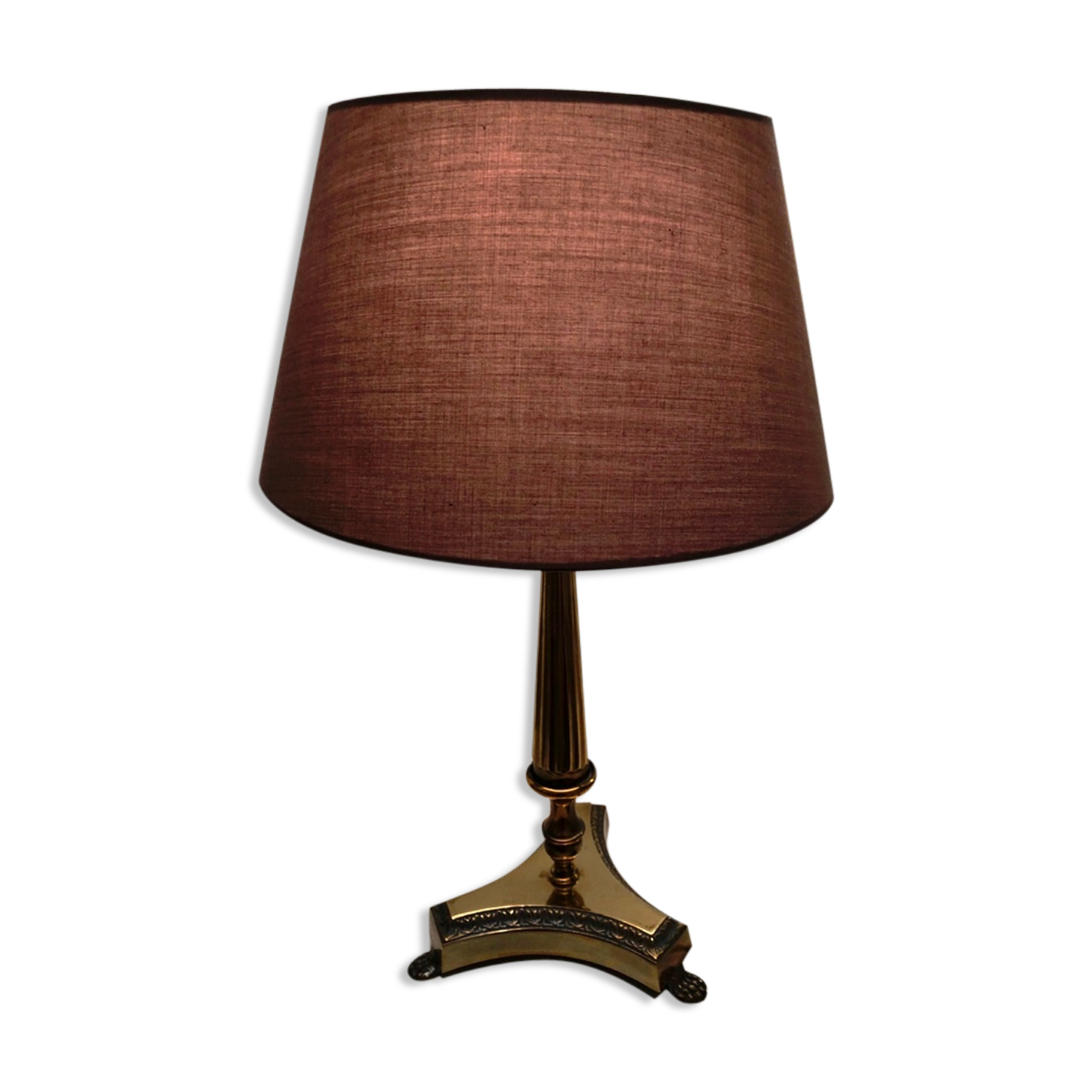 Fluted bronze foot lamp with lion's feet 50s