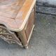 Antique crossbow commode in Louis XV style, walnut, with 3 drawers and gilded bronze fittings.