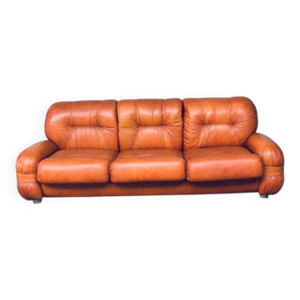 Mid-Century Modern Italian Leather 3-Seater Sofa, 1970s