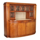 Mahogany buffet with marble and maple inlays.