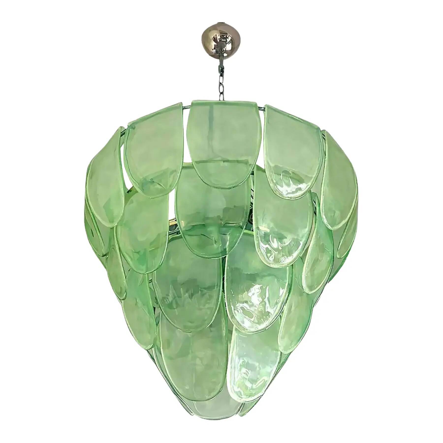 Contemporary Modern Green “Petals” Murano Glass Chandelier by Simoeng