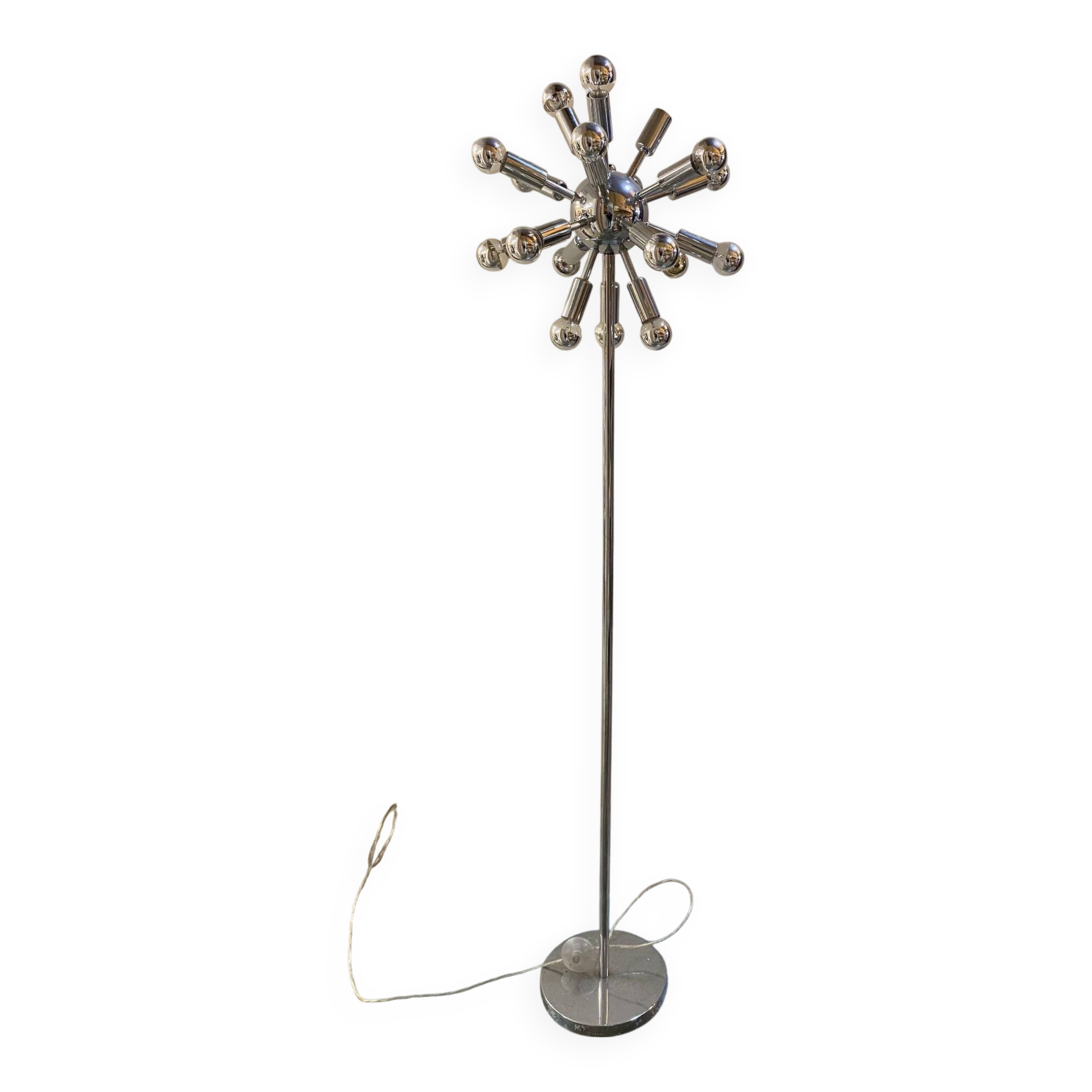 Lampadaire spoutnik 18 feux annees 70/80 metal chrome couleur argente