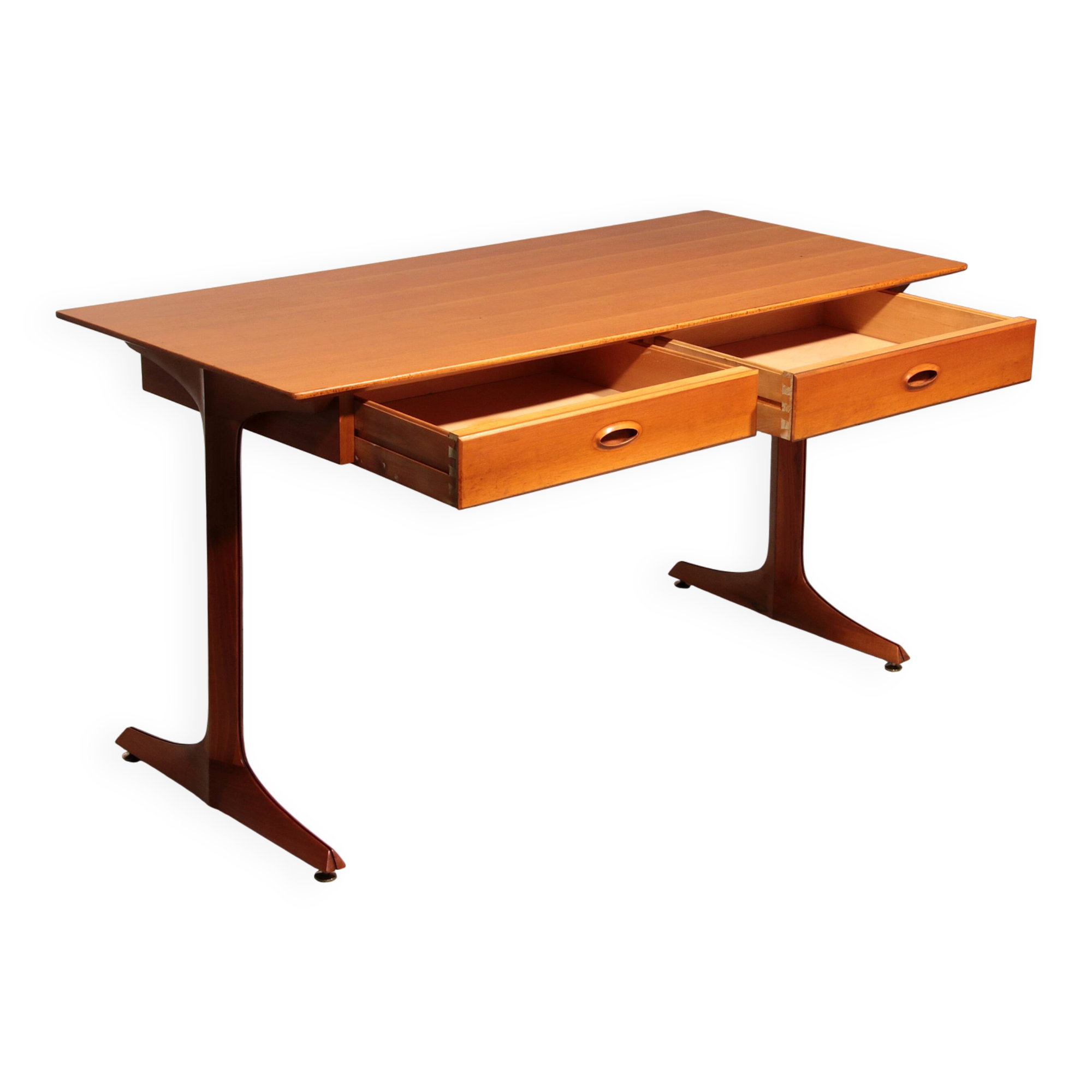 Italian Architect's Walnut desk, Gianfranco Frattini for Bernini 1950