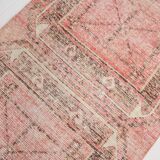 3x10 Turkish Pale Red & Pink Vintage Runner Rug, 83x313Cm