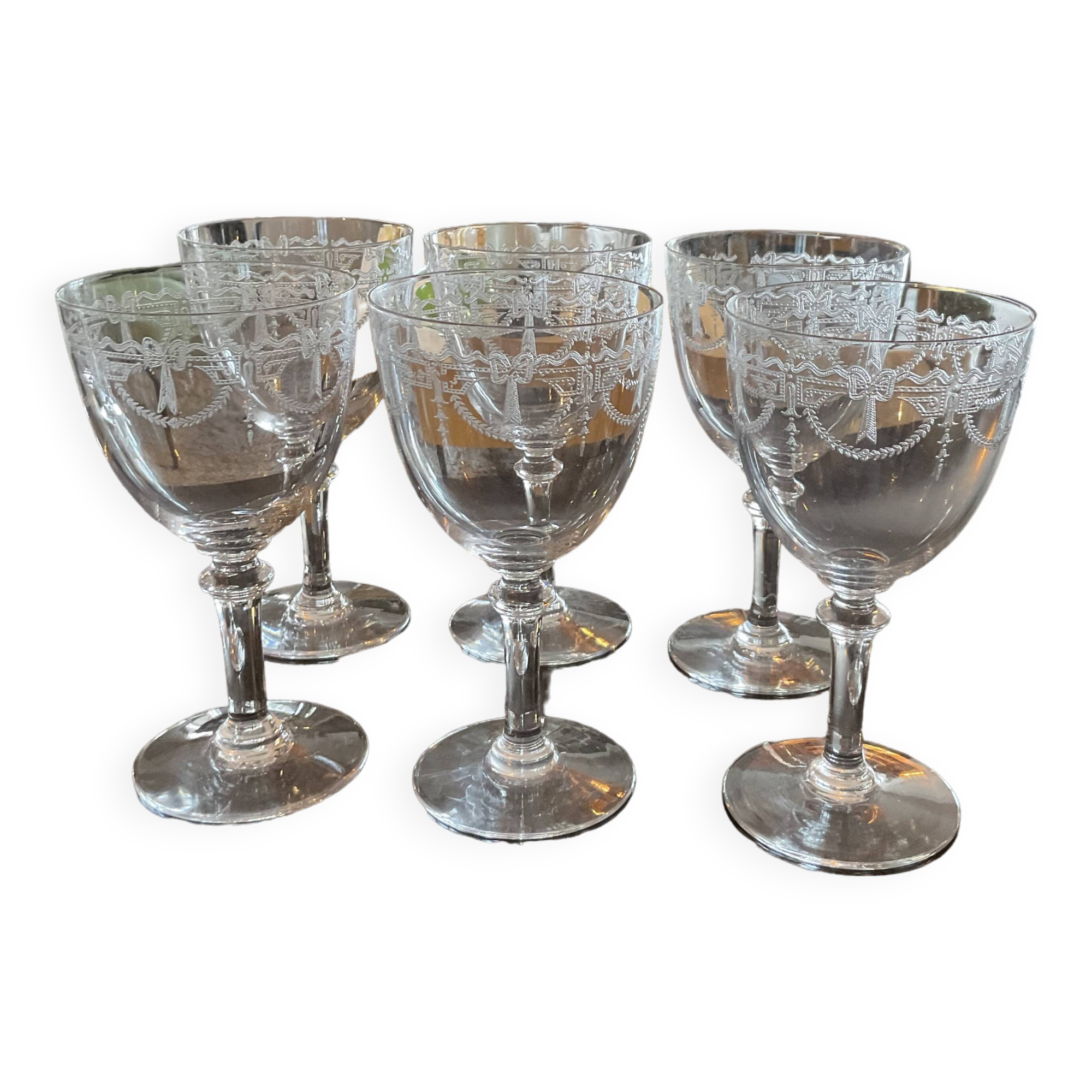 6 verres à eau . cristal saint louis . model millet art deco