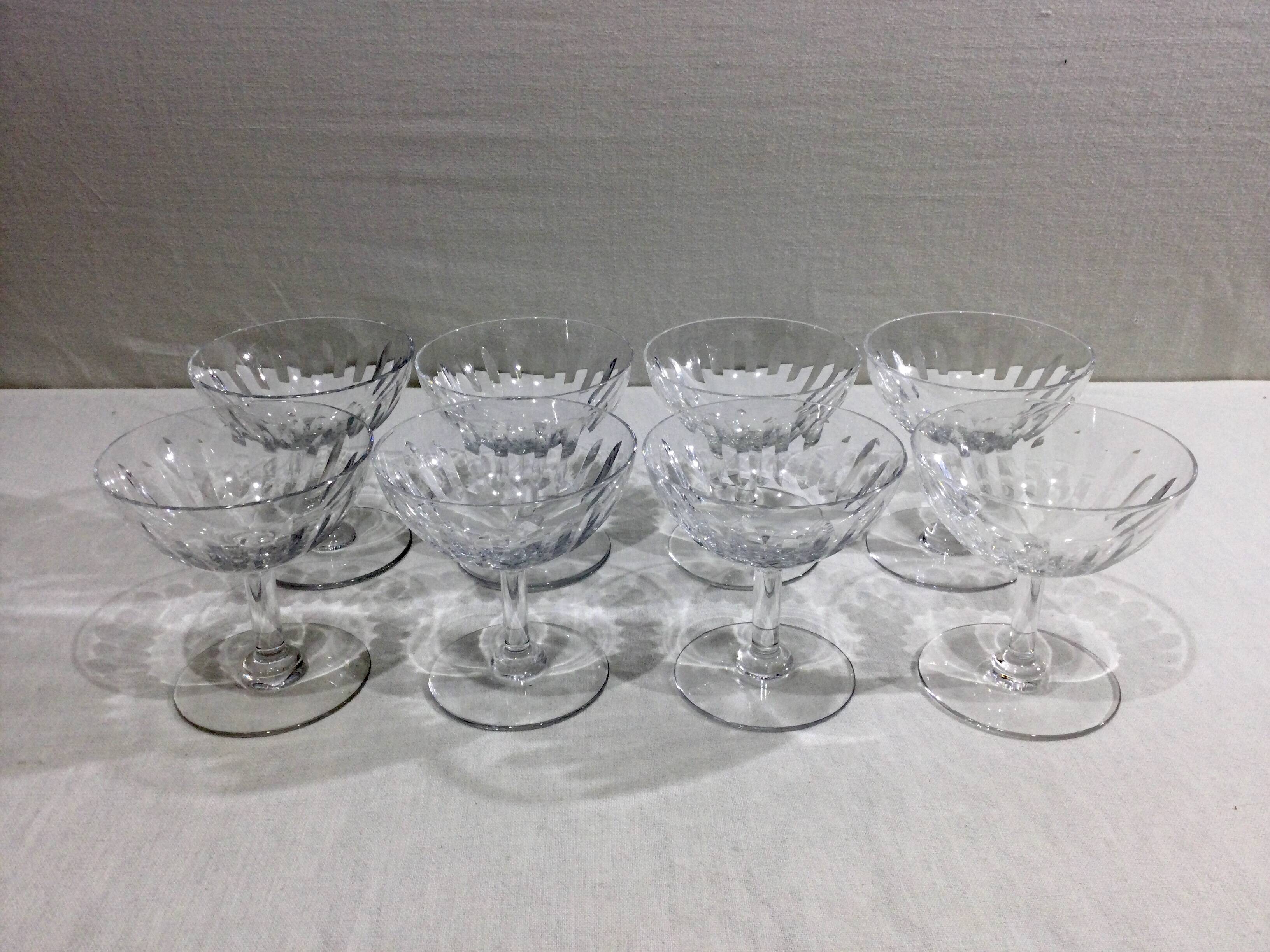 Baccarat – 8 Champagne Glasses In Baccarat Crystal Casino Model