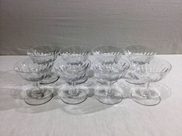 Baccarat – 8 Coupes à champagne En Cristal De Baccarat Modèle Casino