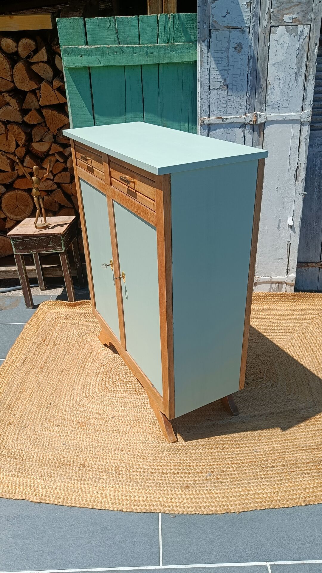 Revalued wood and green buffet