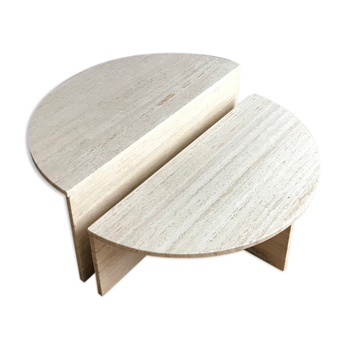 1970s Round Travertine Coffee Table