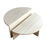 1970s Round Travertine Coffee Table