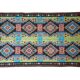 Handwoven vintage accent geometrical rug, colorful wool, Romanian carpet 220x146cm