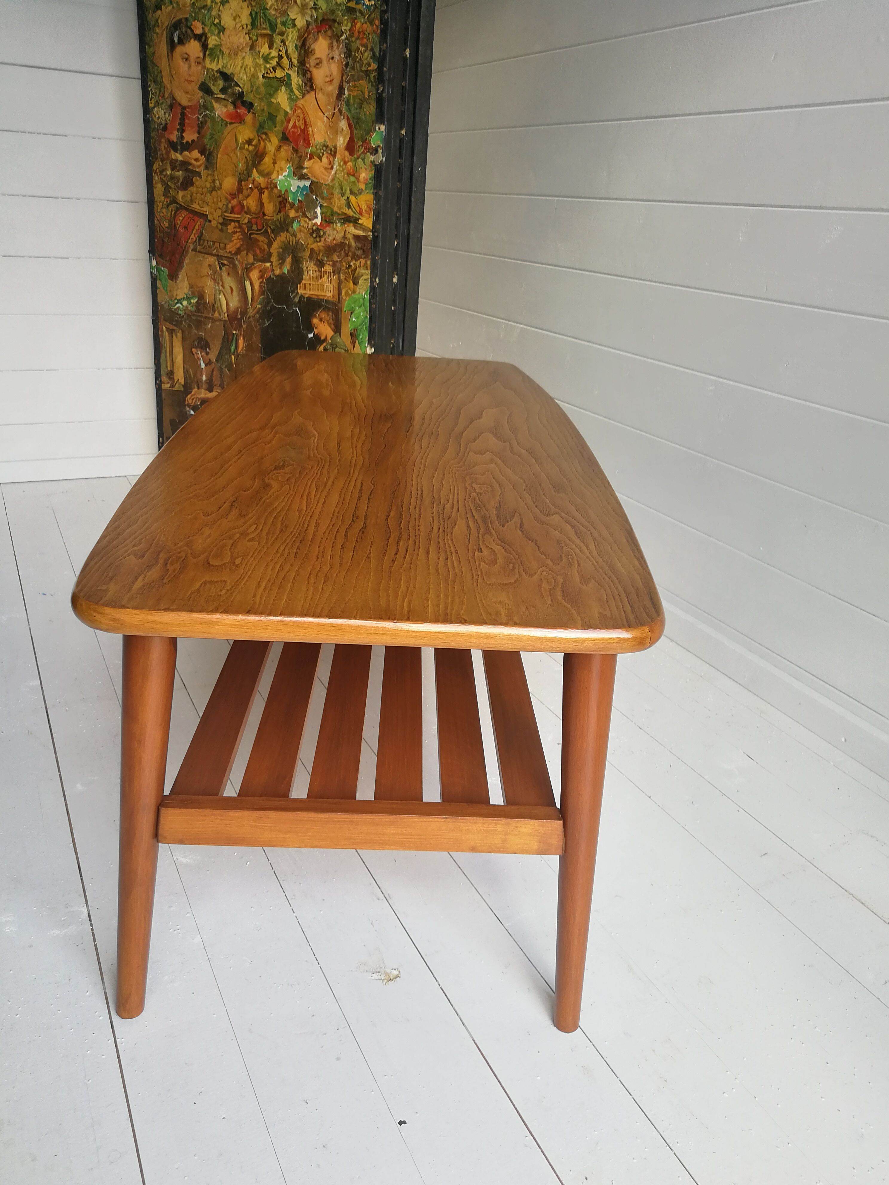 Mid century vintage oak coffee table