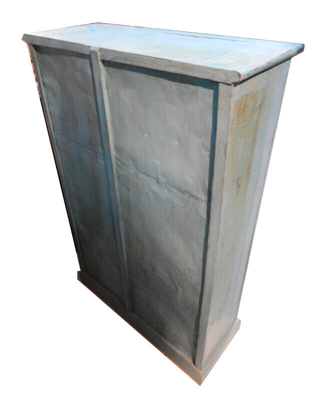 Blue patinated wardrobe in teak, furniture from India