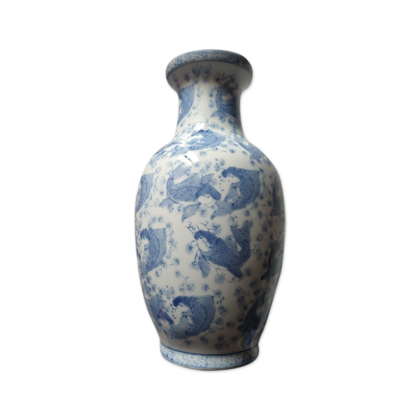 Vase chinois Vase chinois bleu carpe.